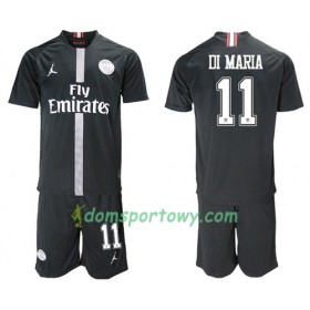 Koszulka Paris Saint-Germain Di Maria 11 Jodan Czarny Dziecięcy Trzeci Koszulki Piłkarskie 2018-2019 Krótki Rękaw